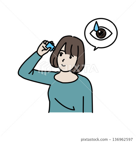 圖說:一位女士正在滴眼藥水 圖說:一位女士正在滴眼藥水 136962597