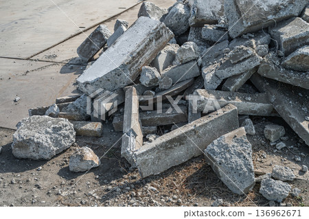Concrete removed during exterior construction work 136962671