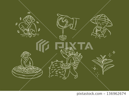 Tea harvesting collection green Tea harvesting collection green 136962674