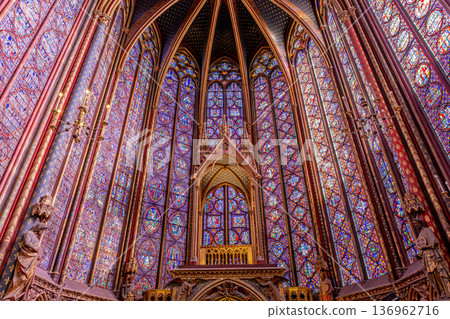 sainte-chapelle stained glasses windows, Paris, France sainte-chapelle stained glasses windows, Paris, France 136962716