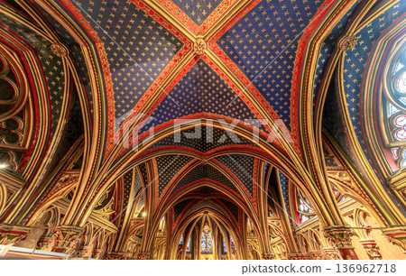 sainte-chapelle stained glasses windows, Paris, France 136962718
