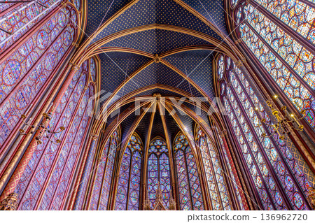 sainte-chapelle stained glasses windows, Paris, France 136962720