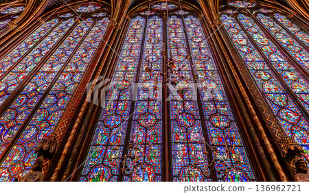 sainte-chapelle stained glasses windows, Paris, France 136962721