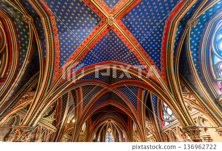 sainte-chapelle stained glasses windows, Paris, France 136962722