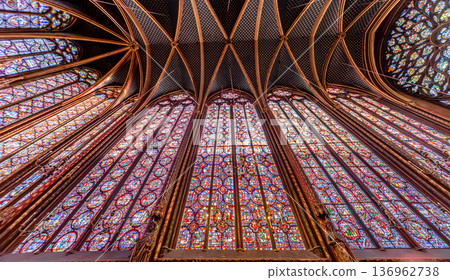 sainte-chapelle stained glasses windows, Paris, France 136962738