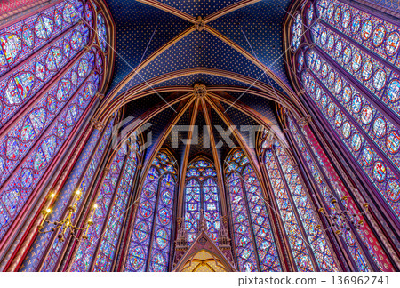 sainte-chapelle stained glasses windows, Paris, France 136962741