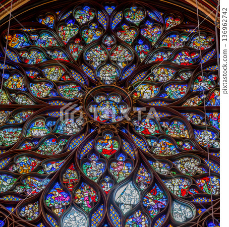 sainte-chapelle stained glasses windows, Paris, France 136962742