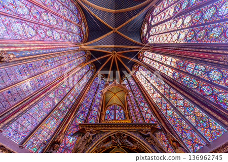 sainte-chapelle stained glasses windows, Paris, France 136962745