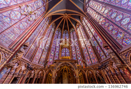 sainte-chapelle stained glasses windows, Paris, France 136962746