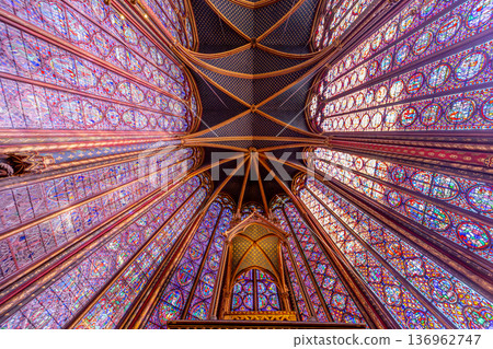 sainte-chapelle stained glasses windows, Paris, France 136962747