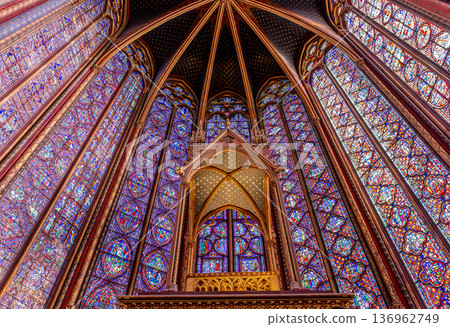 sainte-chapelle stained glasses windows, Paris, France 136962749