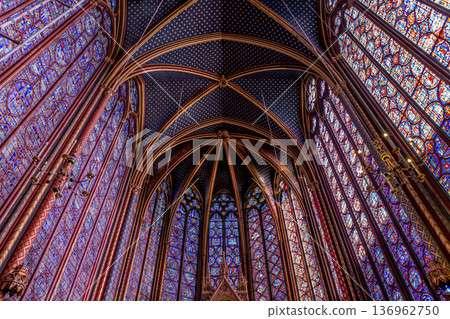 sainte-chapelle stained glasses windows, Paris, France 136962750