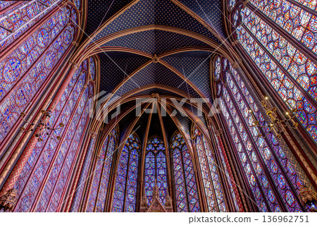 sainte-chapelle stained glasses windows, Paris, France 136962751