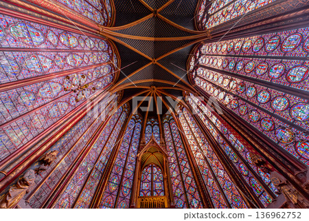 sainte-chapelle stained glasses windows, Paris, France 136962752