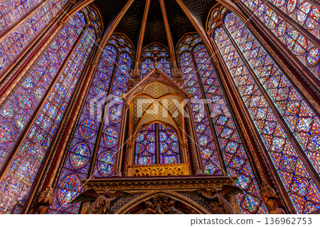 sainte-chapelle stained glasses windows, Paris, France 136962753