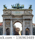 The Milano Cortina winter olympic games flame in Milan, Italy. 136963489