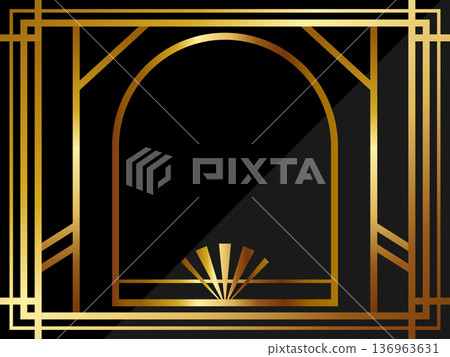 Luxurious Art Deco background in black and gold Luxurious Art Deco background in black and gold 136963631