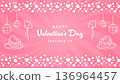 Happy Valentines Day Greeting Banner with Sunburst and Hearts 136964457