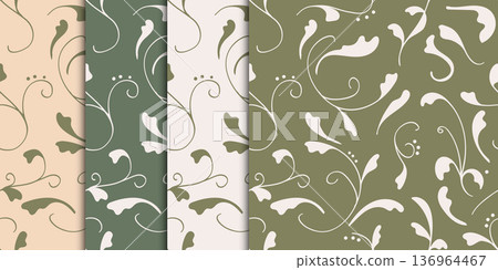 Seamless Pattern Botanical Bundle Floral Ornaments. Vector Illustration Seamless Pattern Botanical Bundle Floral Ornaments. Vector Illustration 136964467