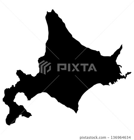 Hokkaido map black silhouette vector icon Japanese archipelago Hokkaido region 136964634