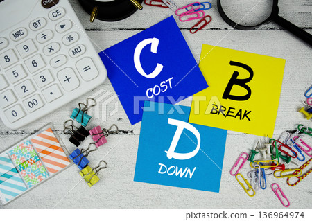 CBD Cost Break Down text phrase of business and financial concept CBD Cost Break Down text phrase of business and financial concept 136964974