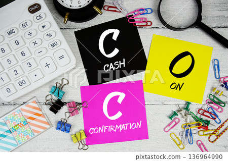 COC Cash On Confirmation text phrase of business and financial concept COC Cash On Confirmation text phrase of business and financial concept 136964990