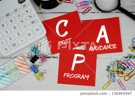 CAP Cost Avoidance Program text phrase of business and financial concept 136964997