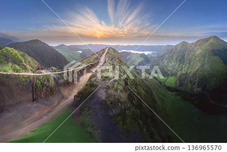 Mountain landscape Ponta Delgada island, Azores Portugal 136965570