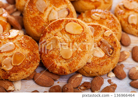 Sweet cookies with almond 136966464