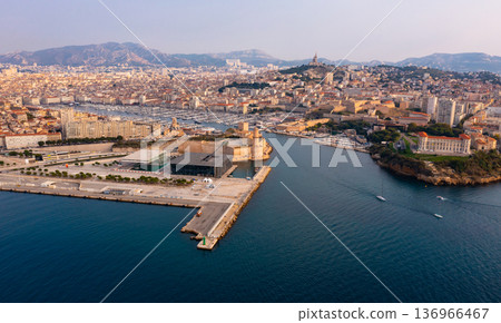 Marseille cityscape on Mediterranean coast 136966467