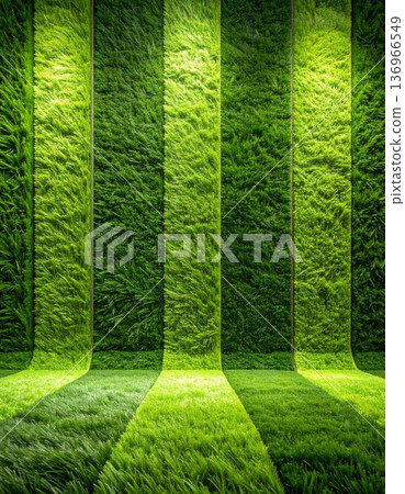 Lush Green Vertical Garden Wall And Floor... - Stock Illustration ...
