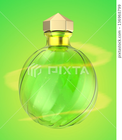 Magic potion bottle with a golden cap Magic potion bottle with a golden cap 136968799
