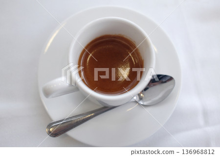 Hot Coffee Cup on Table with Natural Light Hot Coffee Cup on Table with Natural Light 136968812