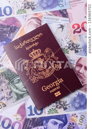 Georgia passport, Georgian visa for international travel and vacation. Georgian passport 136969703