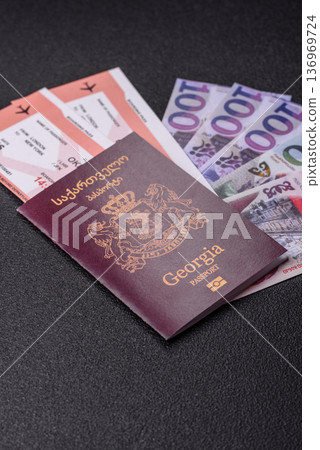 Georgia passport, Georgian visa for international travel and vacation. Georgian passport 136969724