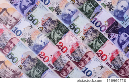 Georgia money, the georgian lari currency, banknotes. Georgian money, the lari 136969758