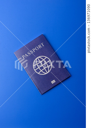 A passport with a foreign visa for flights, travel, and vacations abroad. An international passport 136971090