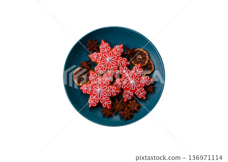 Gingerbread, Christmas cookies, or sweets for a festive family table. Christmas gingerbread Gingerbread, Christmas cookies, or sweets for a festive family table. Christmas gingerbread 136971114
