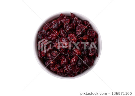 Dried sweet cranberries, natural berries for a healthy diet. Dried cranberries Dried sweet cranberries, natural berries for a healthy diet. Dried cranberries 136971160