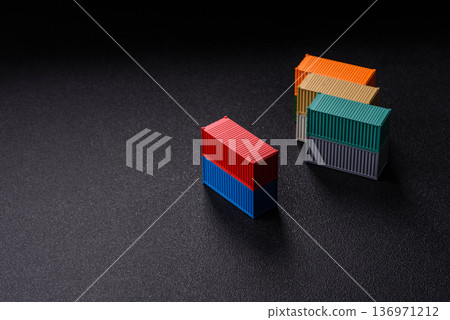 A cargo container in a port warehouse as a logistics element, export. A cargo container 136971212