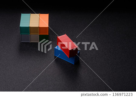 A cargo container in a port warehouse as a logistics element, export. A cargo container A cargo container in a port warehouse as a logistics element, export. A cargo container 136971223