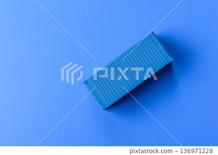 A cargo container in a port warehouse as a logistics element, export. A cargo container 136971228