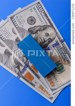 A cargo container in a port warehouse as a logistics element, export. A cargo container 136971232