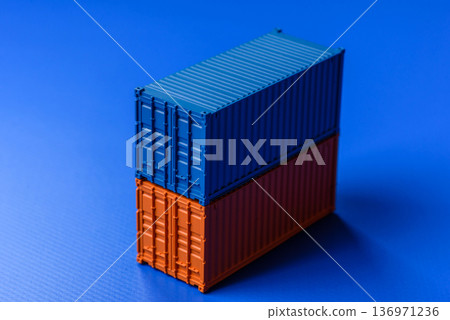 A cargo container in a port warehouse as a logistics element, export. A cargo container 136971236