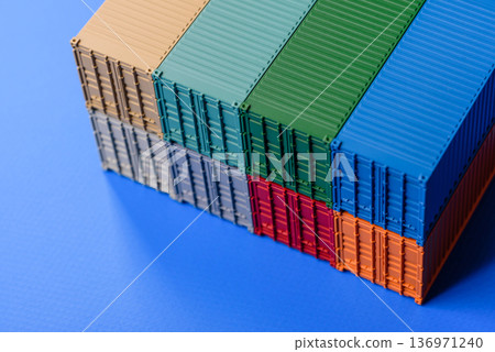 A cargo container in a port warehouse as a logistics element, export. A cargo container A cargo container in a port warehouse as a logistics element, export. A cargo container 136971240
