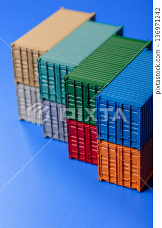 A cargo container in a port warehouse as a logistics element, export. A cargo container A cargo container in a port warehouse as a logistics element, export. A cargo container 136971242