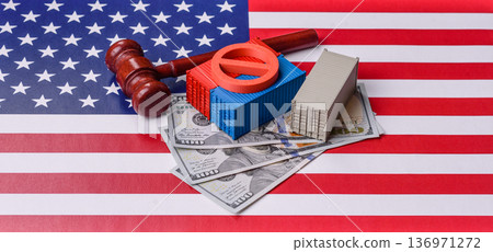 The cargo container ban on the US flag as a conceptual backdrop. The cargo container embargo The cargo container ban on the US flag as a conceptual backdrop. The cargo container embargo 136971272