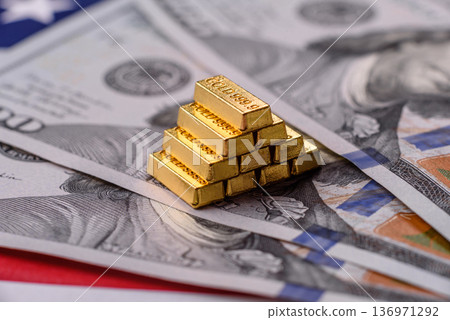 Gold bars or ingots as a tool for balance, financial investment, and savings. Gold bars or ingots 136971292