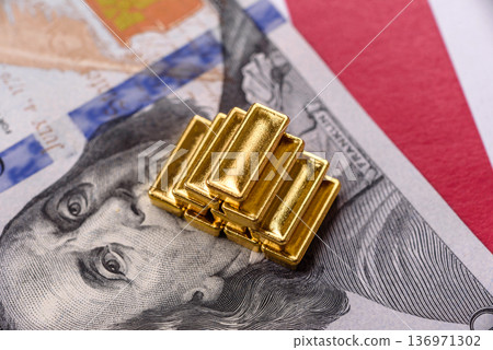 Gold bars or ingots as a tool for balance, financial investment, and savings. Gold bars or ingots 136971302