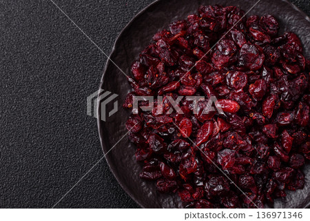 Dried sweet cranberries, natural berries for a healthy diet. Dried cranberries 136971346